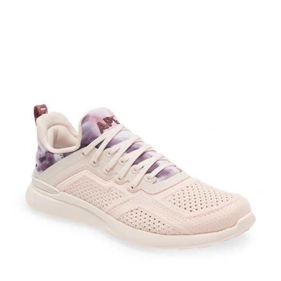 New In Box APL TechLoom Sneakers | Creme & Burgundy Tie-Dye | Women Size 10.5 - Picture 1 of 11